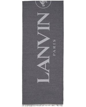 Lanvin Logo-Print Silk Scarf - Gray