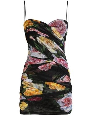 Dolce & Gabbana Floral-Print Mini Dress - Black