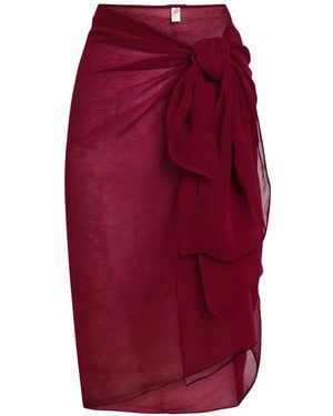 Away That Day Santorini Knot-Detail Crinkled Midi Sarong - Red