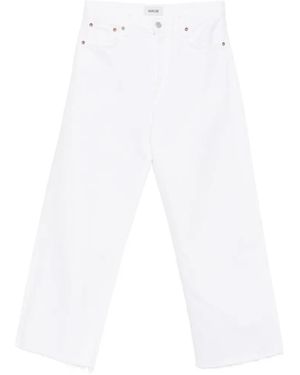Agolde Ren Raw-Hem Wide-Leg Jeans - White