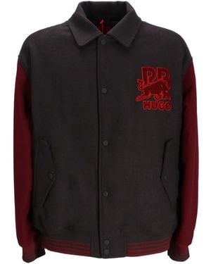 HUGO Logo-Appliqué Bomber Jacket - Black