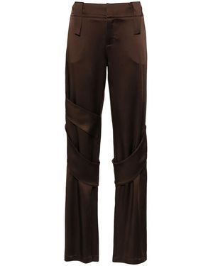Blumarine Satin Wide-Leg Cargo Pants - Brown