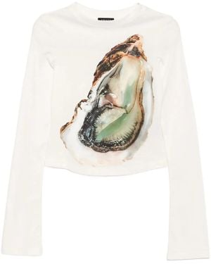 A.W.A.K.E. MODE T-Shirt Met Print - Wit