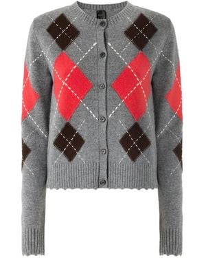 Pinko Cardigan À Losanges En Intarsia - Blanc