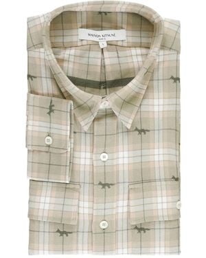 Maison Kitsuné Fox-print Check Shirt - グレー