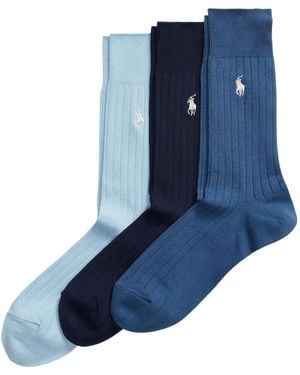 Polo Ralph Lauren Ribbed Socks (Pack Of Three) - Blue