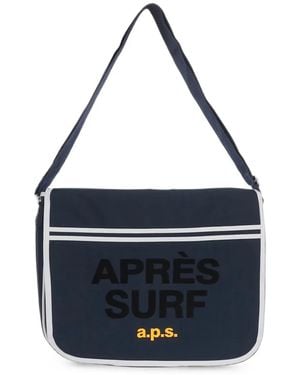 APRÈS SURF Logo-Print Contrast-Trim Shoulder Bag - Blue