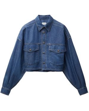 Versace Chambray Cropped Shirt - Blue