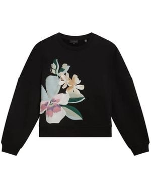 Ted Baker Brookla Printed Embroidered Sweatshirt - Black