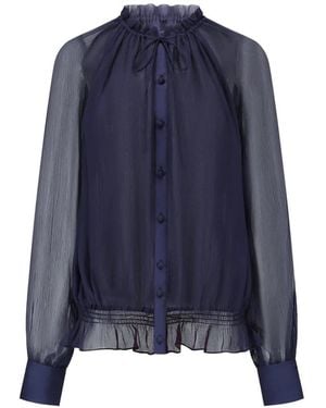 Oude Waag Ruffled Silk Shirt - Blue