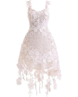 Gemy Maalouf Floral-Lace Cage Dress - Pink
