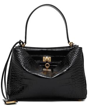 Balenciaga Schoudertas Met Krokodillen-Reliëf En Handgreep - Zwart
