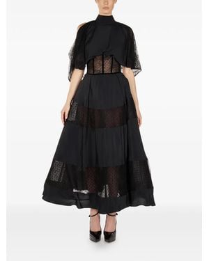 ARAFTU Lace-Detail Panelled Midi Dress - Black