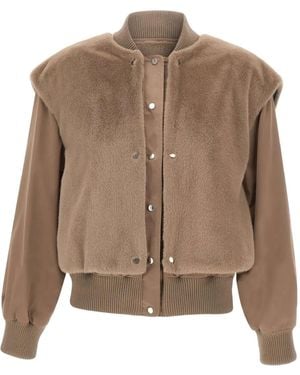 BOSS Layered Bomber Jacket - ブラウン