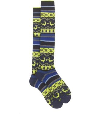 Gallo Fairisle-Patterned Knee-High Socks - Blue