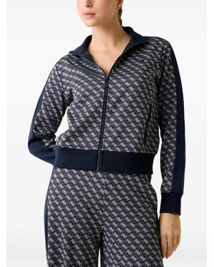 Guess Printed Logo Full-Zip Sweater - Blue