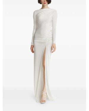 2310 STUDIO Ruched Open-Back Maxi Dress - White