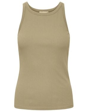 Gestuz Drew Ribbed Cotton Vest Top - Green