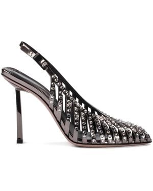 Le Silla Cage Crystal-Embellished Court Shoes - Metallic