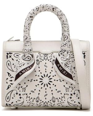 Amiri Leather Tote Bag With Scarf - White