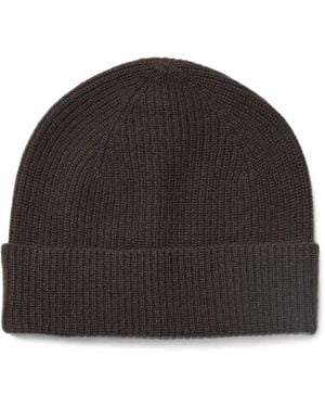 Peserico Ribbed-Knit Beanie Hat - Black