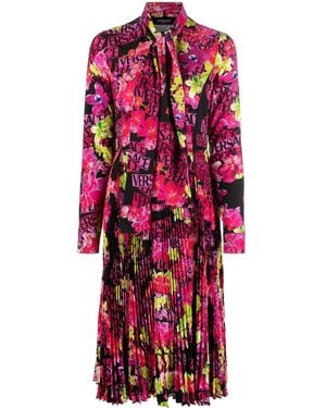 Versace Floral-Print Midi Dress - Red