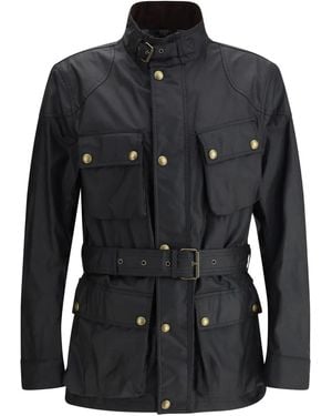 Belstaff Water-Repellent Corduroy-Lined Checkered Twill Jacket With Storm-Proof Pockets - Black