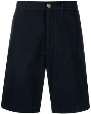 Brunello Cucinelli Pantalones cortos de gabardina de algodón de algodón - Azul