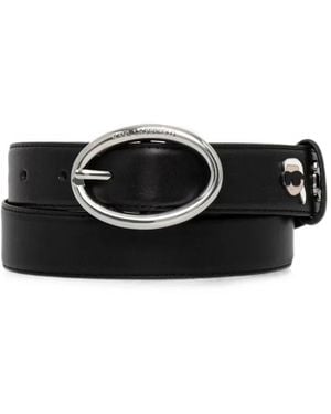 KARL LAGERFELD Ikonik Patch Leather Belt - Black