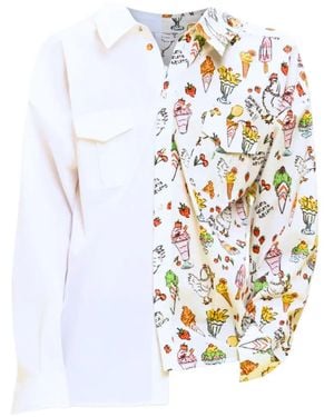 ALESSANDRO ENRIQUEZ Asymmetric Graphic-Print Shirt - White