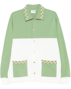Drole de Monsieur Embroidered-Detail Overshirt - Green