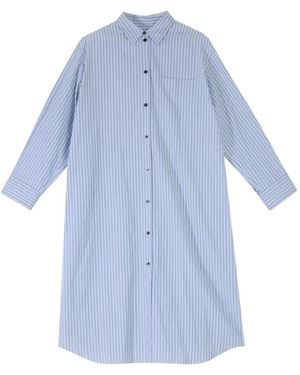 Paul Smith Pleated Striped Shirt Midi Dress - Blue
