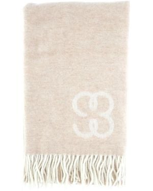 Filippa K Fringed Logo Scarf - Natural