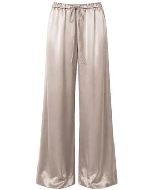 Liviana Conti Drawstring-Waist Satin-Finish Palazzo Trousers - Natural