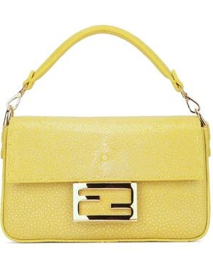 Fendi Logo-Plaque Mini Baguette Bag - Yellow