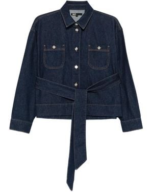 Maje Denim Jacket With Bow - Blue