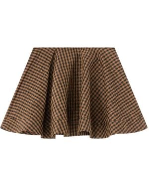 Ganni Gingham Mini Skirt - Brown