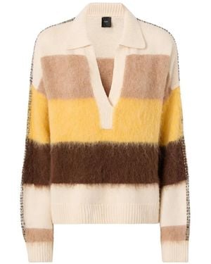 Pinko Gestreifter Pullover Mit Kristallen - Weiß