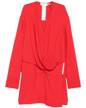 Sportmax Etere Wrap-Style Long-Sleeve Mini Dress - Red