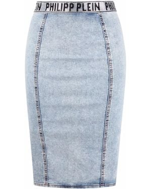 Philipp Plein Stones Denim Skirt - Blue