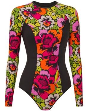 Rip Curl Mirage Floral-Print Long-Sleeve Swimsuit - Red