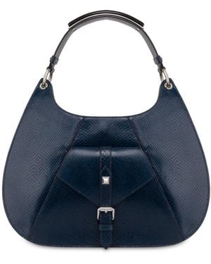 Alberta Ferretti レザーショルダーバッグ - ブルー