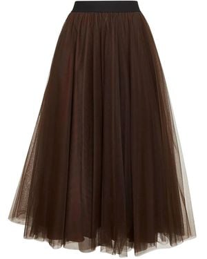 Blanca Vita Elasticated-waistband tulle skirt - Marrón