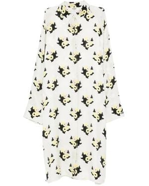 Fendi Floral-Print Buttoned Midi Dress - White