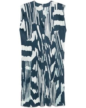 Pleats Please Issey Miyake Printed Pleated Vest - Blue