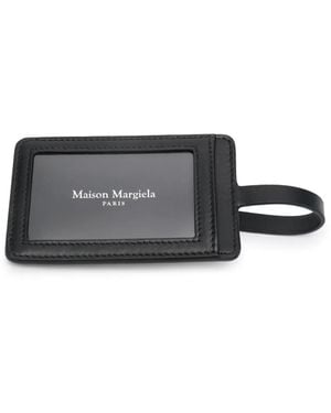 Maison Margiela Four-Stitch Leather Luggage Tag - Black