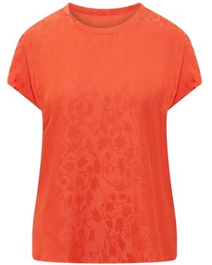 Pinko Floral-Jacquard Short-Sleeve Blouse - Orange