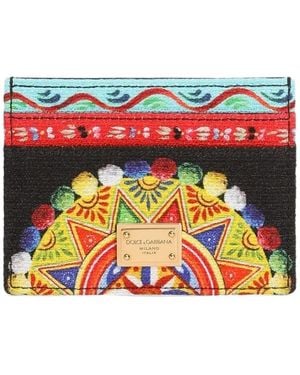 Dolce & Gabbana Carretto-Print Canvas Card Holder - Red