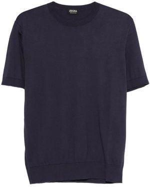 ZEGNA Short-sleeved knitted T-shirt - Azul