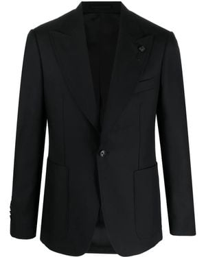 Lardini Safety Pin-Detail Single-Breasted Blazer - Black